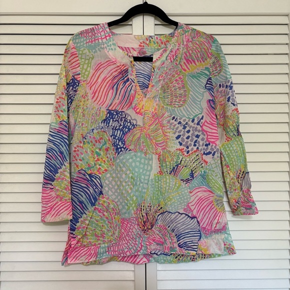 Lilly Pulitzer Tops - Lilly Pulitzer Multicolor Striped and Floral Top